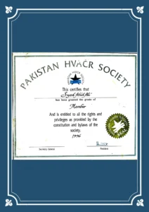 Pakistan Hvacr Society Certificate