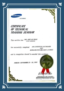 Samsung Certificate 1